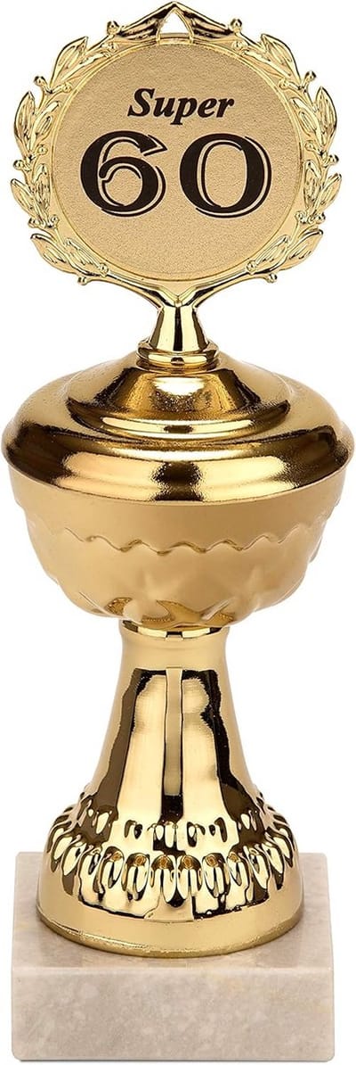 Gouden Trofee Sokkel met Marmeren Voet - Cadeau voor Jubileum Bruiloft en Verjaardag