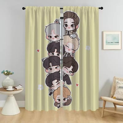 Rideaux de salon modernes 2 pièces KPOP-straykides Tulle pour chambre à coucher Décoration d'Halloween Rideau occultant Stores Cloison W50xH70cmx2pcs-CL beige