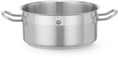 HENDI Lage kookpan rvs zonder deksel - diameter 20 cm x 9,7 cm hoog - zilverkleurig - inductie