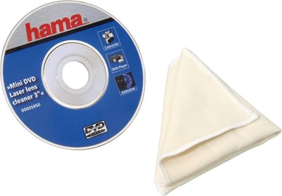 Mini-dvd met laserreinigingsschijf en microvezeldoekje