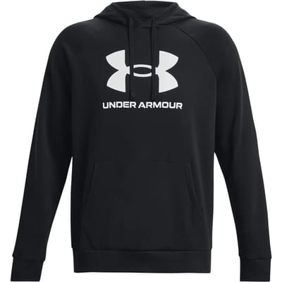 Under Armour UA Rival Fleece Logo HD-BLK Heren Sporttrui - Zwart - Wit