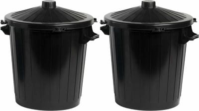 Prullenbak - Kunststof - Zwart - 80 liter - 2 Stuks