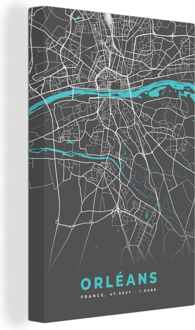 Canvas Schilderij Orléans - Stadskaart - Kaart - Plattegrond - Frankrijk - 20x30 cm - Wanddecoratie