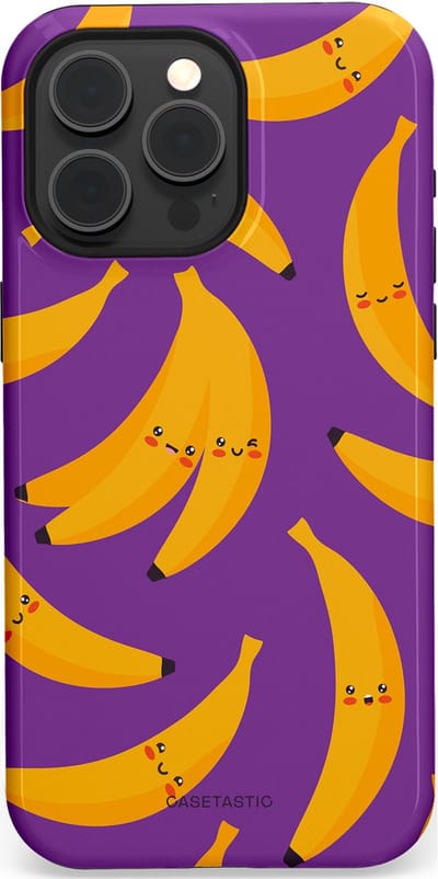 Casetastic Hoesje Geschikt voor Apple iPhone 15 Pro Max Magsafe - Stijlvolle Beschermende Duo-layer Case - Kawaii Bananen