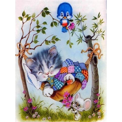 5D DIY Diamond Painting Kat en vogel Borduren Kruissteek Strass Mozaïek Home Decor 20X30CM