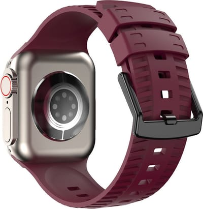 Siliconen bandje - geschikt voor Apple Watch 1/2/3/4/5/6/7/8/9/10/11/ SE (1,2,3) met maat 38 mm / 40 mm / 41 mm en 42 mm (Watch 10/11) - bordeaux
