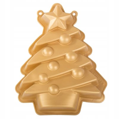 Silicone bakvorm kerst - kerstboom goudkleurig 27x20x4.5cm - cakevorm - taartvorm kerst
