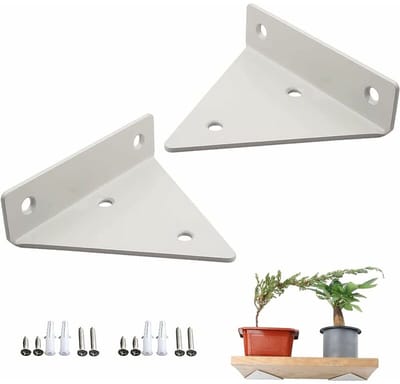 Plankbeugel - Muurbeugel - Metalen plankbeugel - Driehoekig - Verborgen plankbeugel - Partitiesteunbeugel - Stabiel - Wit - Pak van 2 - 10*8cm