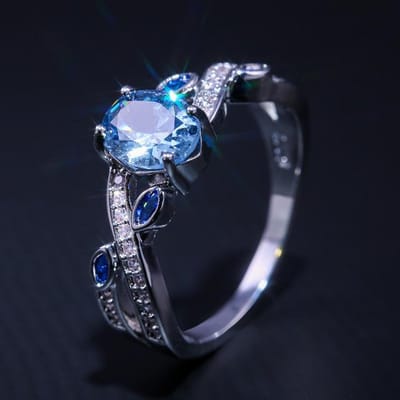 Nieuwe Luxe Grote Echte 925 Sterling Zilveren Ring met Blauwe CZ Zirkoon Steen voor Cadeau Vrouwen Mode Verlovings Trouwring 6