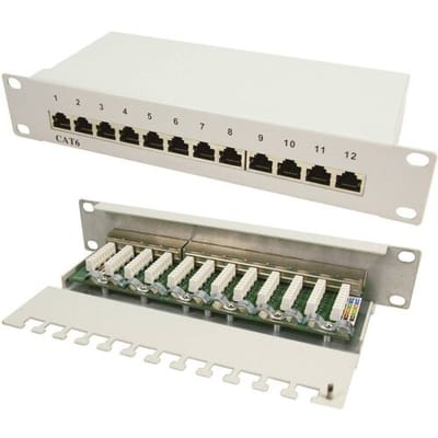 LogiLink NP0041 12 poorten Netwerkpatchpaneel 254 mm (10) CAT 6 1 HE Meerdere kleuren Ingericht