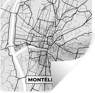 Muurstickers - Sticker Folie - Plattegrond – Montélimar – Stadskaart – Kaart – Frankrijk - 100x100 cm - Plakfolie - Muurstickers Kinderkamer - Zelfklevend Behang XXL - Zelfklevend behangpapier - Stickerfolie