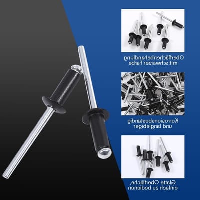 60 stuks aluminium blinde klinknagels met grote flens, industriële kwaliteit, 4.8 mm × 13 mm, zwart, duurzaam en stevig