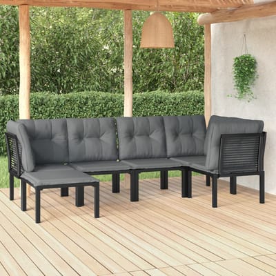 vidaXL - 6-delige - Loungeset - poly - rattan - zwart - en - grijs