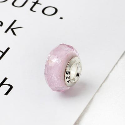 Perles en verre rose en argent sterling 100 % 925 pour breloques, bracelet original en argent 925, bijoux authentiques S925 pour femmes rose