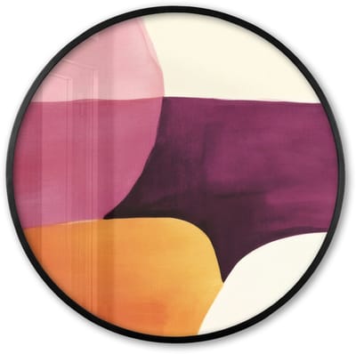 Poster in lijst Rond - Fotolijst 60x60 cm - Posters - Vormen - Abstract - Kleurrijk - Ronde posterlijst zwart - Decoratie - Wanddecoratie woonkamer - Muurdecoratie slaapkamer