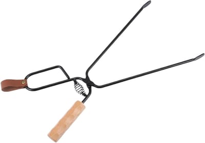 Haardtang - Vuurkorf tang - Brandhout Verplaatsen - Hittebestendige Constructie - 46.5 cm - Zwart
