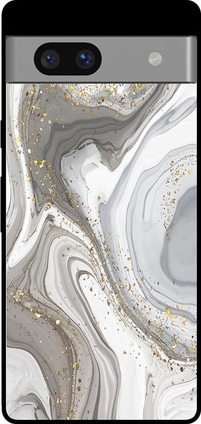 Smartphonica Telefoonhoesje voor Google Pixel 7 met marmer opdruk - TPU backcover case marble design - Zilver geschikt voor Google Pixel 7