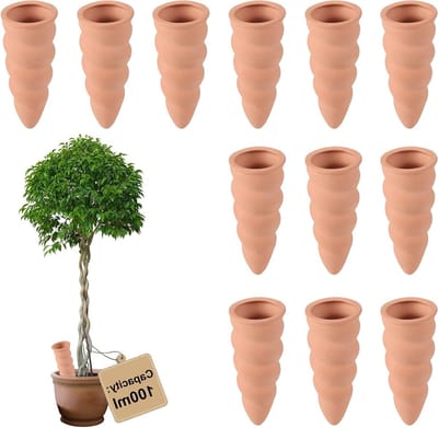 SnelShoppen - 12 x 100 ml Oyas Irrigatie Kegels voor Automatische Waterdispenser, Terracotta Gieter voor Kamerplanten, Tuin en Moestuin, Voor Bloemen