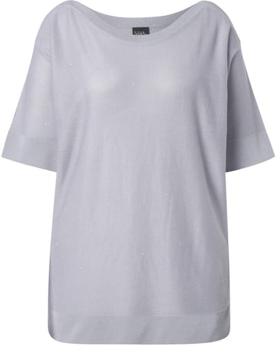Ulla Popken - Dames - Trui pailletten oversized boothals korte mouwen - Rotsgrijs - Maat 42+