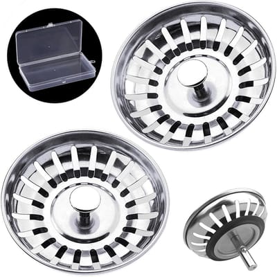 RVS Gootsteen Zeefplug 2 Stuks - Universele Afvoerplug & Zeef voor Keuken en Badkamer