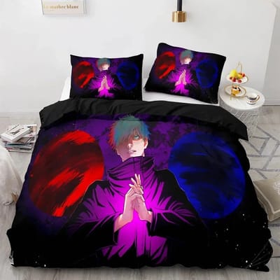 Anime Jujutsu Kaisen Satoru Gojo Beddengoedset Jongens Meisjes Twijfelaar Queen Size Dekbedovertrek Kussensloop Bed Kinderen Volwassenen Hometextiel US Twin 173x218cm