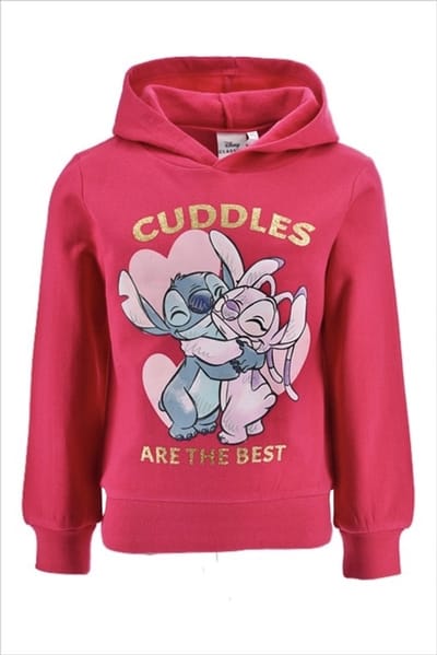 Disney Lilo&Stitch Sweater - CUDDLES ARE THE BEST - Hoodie - Stitch - Fuchsia - Katoen/Polyester - Maat 92/98