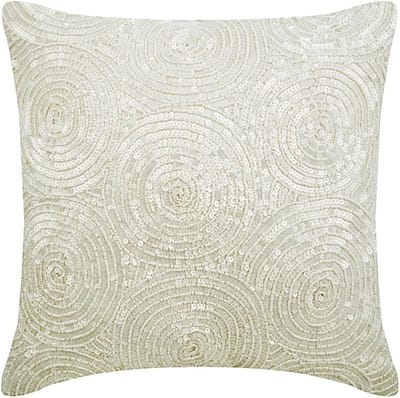 Decoratieve Ivoren Kussenslopen 30 x 30 cm met Pailletten en Modern Patroon