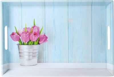 Diep Dienblad Rechthoekig - Tulpen Print - Design koffie / Thee dienblad - Dienblad met handvatten - Melamine - 50 x 35 x 4.5 Cm