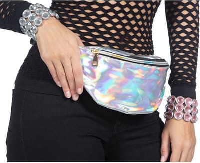 Heuptasje - Fanny Pack - Festival - Verkleedaccessoire - Disco - Foute Party - Holografisch Zilver - One Size