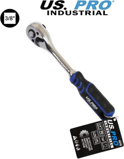 Professionele 90 tands ratel met recht handvat 3/8" (200 mm lang)