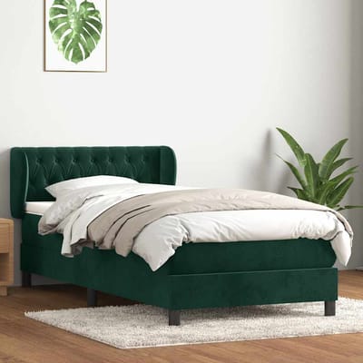 vidaXL - Boxspring - met - matras - fluweel - donkergroen - 80x220 - cm