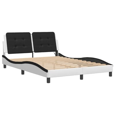 vidaXL - Bedframe - met - LED - zonder - matras - "Zadar" - wit - en - zwart - 140x190 - cm