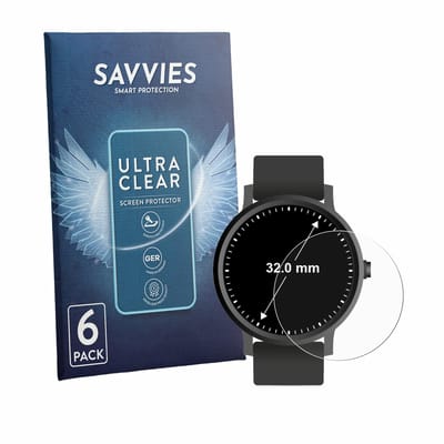 Savvies - Screenprotector voor Horloges (Rond, ø: 32 mm) - Folie Beschermfolie transparant 6 Stuks