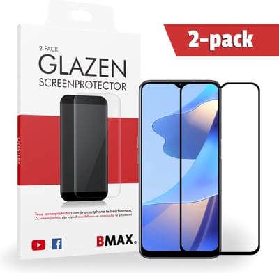 2-pack BMAX geschikt voor OPPO A54S Screenprotector glas - Full Cover gehard glas - Tempered glas - OPPO screenprotectors 2 stuks - Telefoonglaasje - Beschermglas - Glasplaatje - Screensaver - Screen protector - Case friendly - Zwart