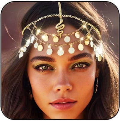 Gouden Pailletten Haar Ketting Sjaal Hoofdband Accessoire voor Dames