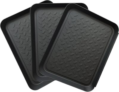 3 stuks schoendroogbak, schoendroogbak van kunststof, schoendroogmat 35 x 27 x 3 cm, voor vuile en natte schoenen, hondenvoermat, rubberlaarzen, modderschep
