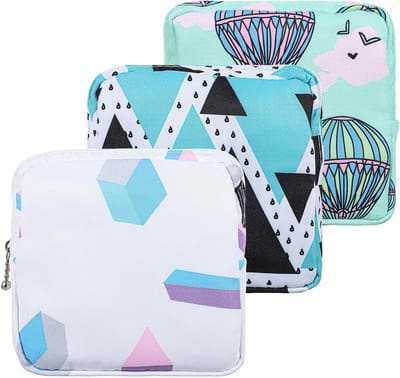 Maandverband Opbergtas - Hygiëne Tas - Persoonlijke Verzorging - Doordacht Compartiment - 3 Stuks 13cm - Multicolor