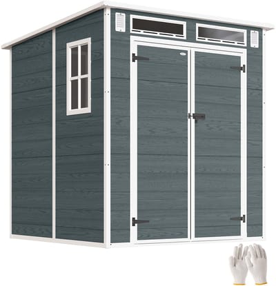 Outsunny Tuinhuis Opslag Schuur-Kunststof, Aluminium-182L x 182B x 196H cm-Grijs