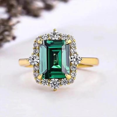 Huitan Luxe Vierkante Groene Zirkonia Ringen Temperament Elegant Bruiloftsringen Accessoire voor Vrouwen Jubileumfeest Sieraden 9 gray