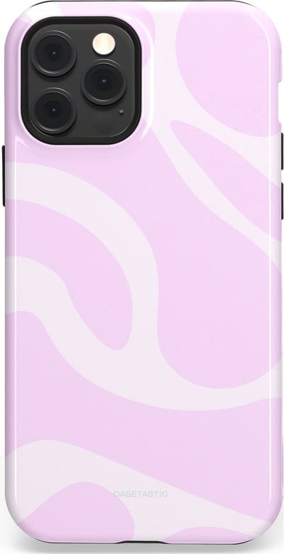 Casetastic hoesje geschikt voor Apple iPhone 12 / Apple iPhone 12 Pro - MagSafe - Dubbellaagse bescherming - Vrolijk Roze Suikerspin Curves - Fashion Case - Lichtroze Wit
