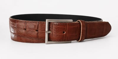 Leren Riem - Bruin - 3.5 cm Breed - Met Vierkante Gesp - Dames Riem - Heren Riem - Maat 95 (totale lengte 110) - 100% Leer - Broek Riem - Pantalon Riem