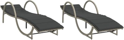 Ligbedden met kussens - Loungestoelen Tuin - Buiten Ontspannen - Verstelbare rugleuning - 2 stuks - Lichtgrijs