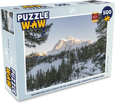 Puzzel Een bergweg met uitzicht op het Amerikaanse landschap tijdens kerst - Legpuzzel - Puzzel 500 stukjes - Kerst - Cadeau - Kerstcadeau voor mannen, vrouwen en kinderen