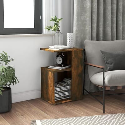 Bijzettafel - Accent tafel - Woonkamer inrichten - Opvallend G-ontwerp - 36x30x56 cm - Gerookt eiken