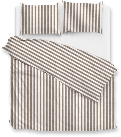 Zohome Dekbedovertrek Banda-di-Lino - Bedlinnen met Strepen - 260x220 - Taupe - Dekbedhoes van 100% Katoen