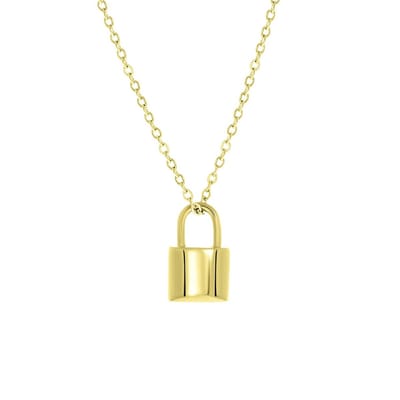 Lucardi Dames Ketting met hanger slotje - Staal - Ketting - Cadeau - 45 cm - Goudkleurig