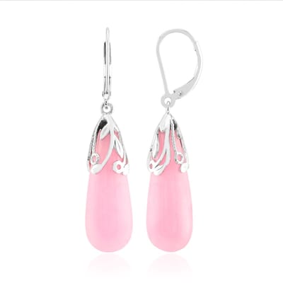Cavill - Zilveren Oorbellen - 925 Sterling Zilver Gerhodineerd - 29 88 ct Roze Kwartskristallen Fancy Slijpsel - Druppelvormig Elegant Design - 45 mm