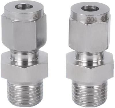 Dailygoods- Compressie Fittingen 2 Stuks - 304 Roestvrij Staal - Rechte Connector - Buis OD 10mm - Draad OD 3/8 Inch - Anticorrosief - Buiskoppelingen