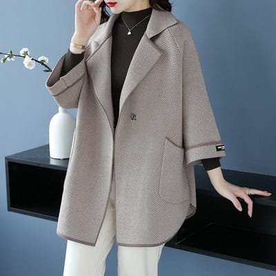 Manteau mi-long solide pour femme, cardigan féminin, automne hiver, hauts en polaire épais 5XL chameau