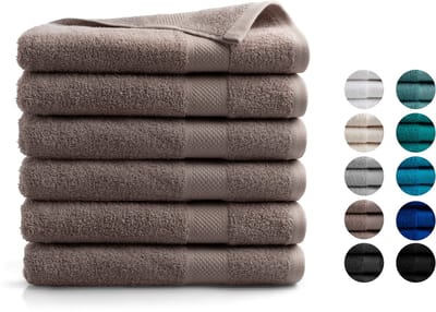 DoubleDry XL Handdoeken 70 x 140 - set van 6 - Hotel kwaliteit 500 g/m2 - 6x Nougat